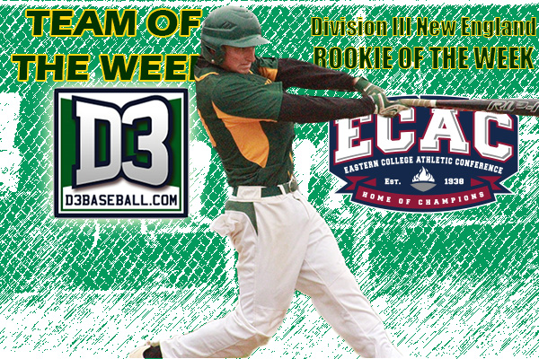 Zack Stacey Named to D3baseball.com Team of the Week, Selected as Corvias ECAC Division III New England Rookie of the Week