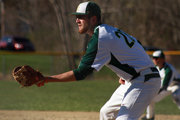 joe braim gets in the ready position at first