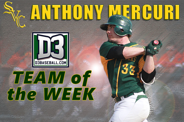 anthony mercuri named to d3baseball.com team of the week