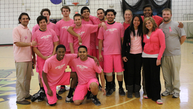 Men’s Volleyball Splits on Dig Pink Day