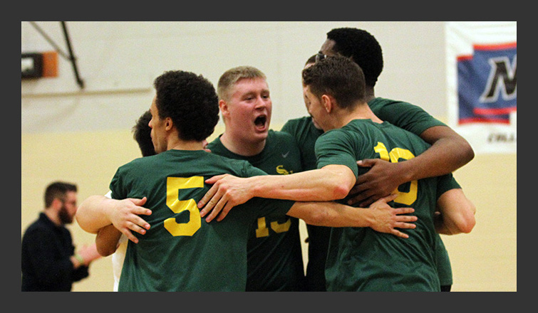 Men’s Volleyball Posts Pair of 3-0 Wins at Lesley