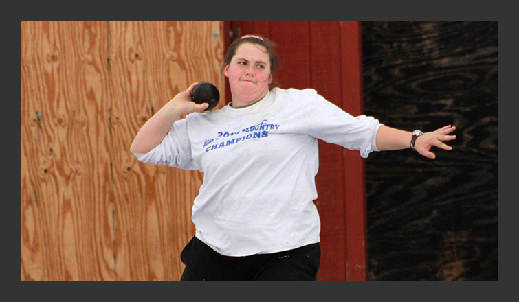 faith sullivan tosses the shot put