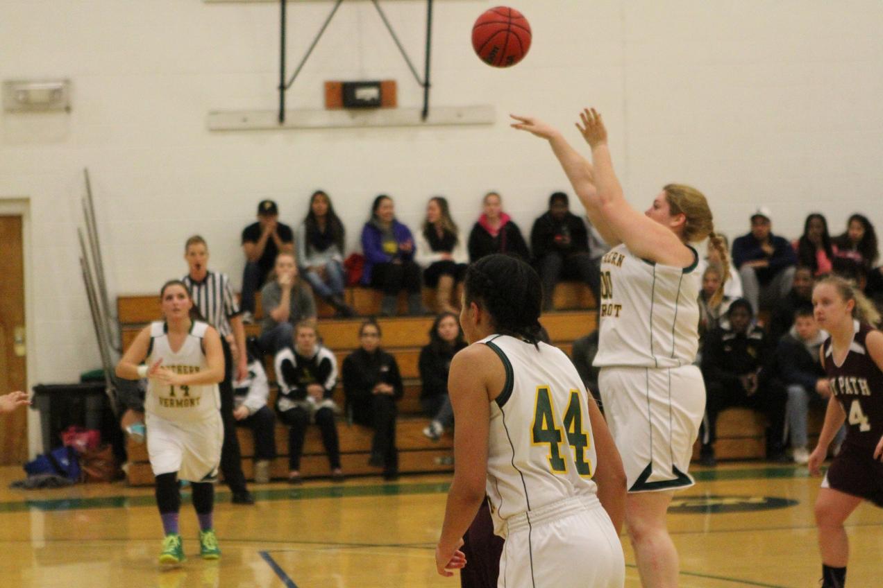 Women's Basketball Shoots Lights Out to Start NECC Schedule with 97-75 Win Over Bay Path