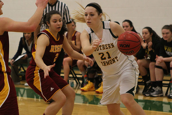 Women's Basketball Downed 84-68 by Regis During Suits And Sneakers Weekend