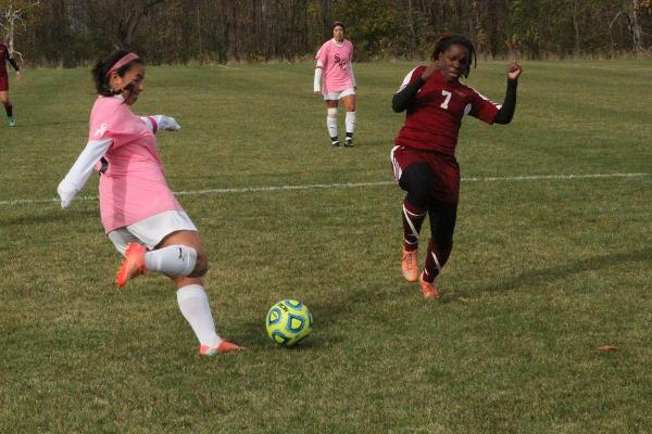 Women's Soccer Downed 2-0 by Regis on Senior, Pink Out Day
