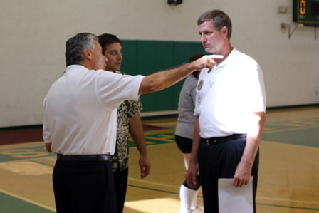 Head Coach Stokes with Officials